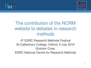 The contribution of the NCRM website to debates in research methods