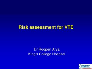 Risk assessment for VTE