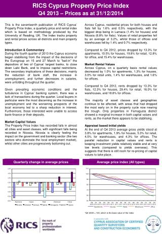 RICS Cyprus Property Price Index Q4 201 3 – Prices as at 31/12/2014