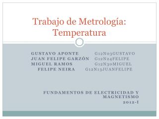 Trabajo de Metrología: Temperatura