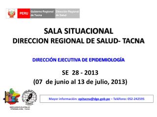 SALA SITUACIONAL DIRECCION REGIONAL DE SALUD- TACNA