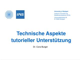 Technische Aspekte tutorieller Unterstützung