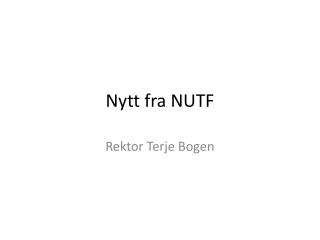 Nytt fra NUTF