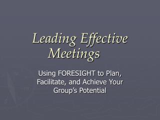 Leading Effective Meetings