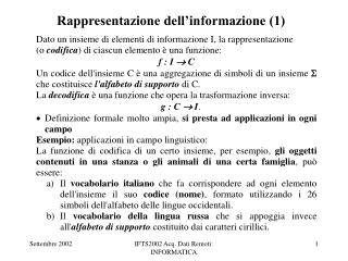 Rappresentazione dell’informazione (1)