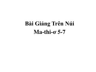 Bài Giảng Trên Núi Ma-thi-ơ 5-7