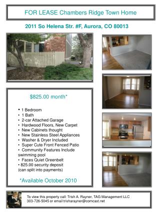 FOR LEASE Chambers Ridge Town Home