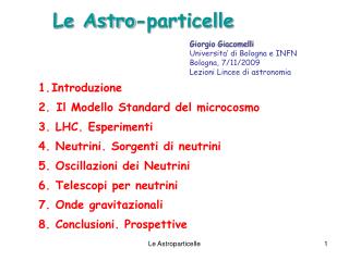 Le Astro-particelle