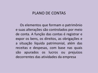 PLANO DE CONTAS