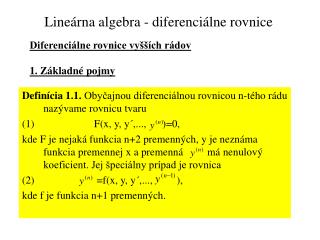 Lineárna algebra - diferenciálne rovnice