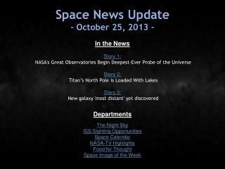 Space News Update - October 25, 2013 -