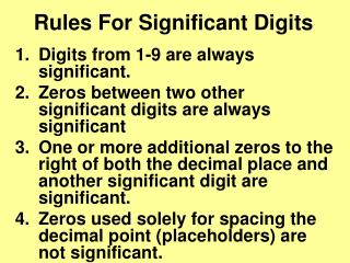 Rules For Significant Digits