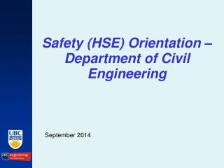 Safety (HSE) Orientation – Department of Civil Engineering
