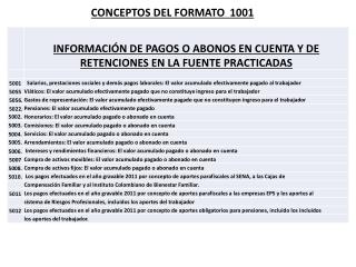 CONCEPTOS DEL FORMATO 1001