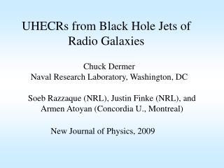 UHECRs from Black Hole Jets of Radio Galaxies