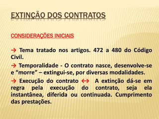 EXTINÇÃO DOS CONTRATOS