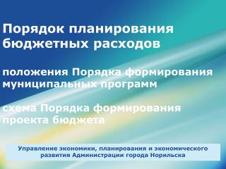 Управление экономики, планирования и экономического развития Администрации города Норильска