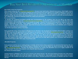 Buy Your Best Residential Apartments in Mumbai