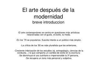 El arte después de la modernidad breve introduccion