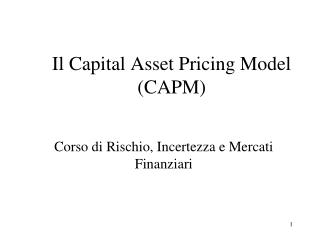 Il Capital Asset Pricing Model (CAPM)