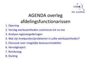 AGENDA overleg afdelingsfunctionarissen