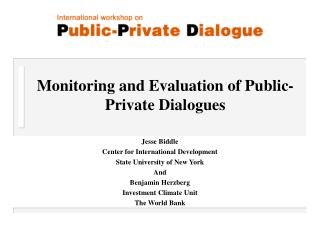Monitoring and Evaluation of Public-Private Dialogues