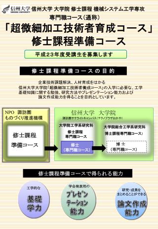 信州大学 大学院 修士課程 機械システム工学専攻