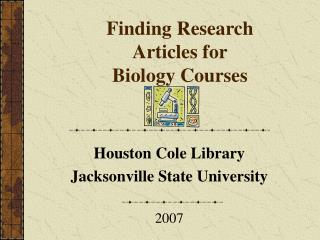 Finding Research Articles for Biology Courses