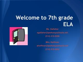 Welcome to 7th grade ELA