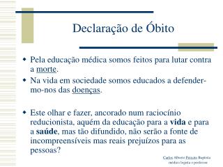 Declaração de Óbito