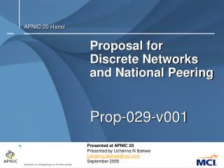 Proposal for Discrete Networks and National Peering