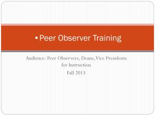 Peer Observer Training