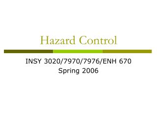 Hazard Control