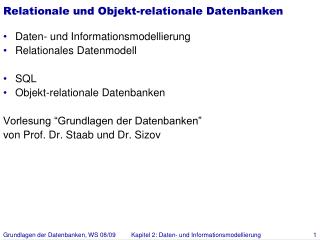 Relationale und Objekt-relationale Datenbanken