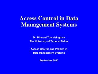 Access Control in Data Management Systems