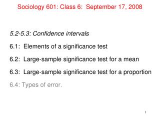 Sociology 601: Class 6: September 17, 2008
