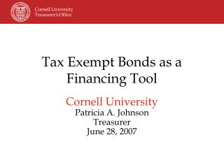 Tax Exempt Bonds as a Financing Tool