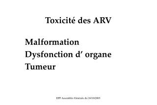 Toxicité des ARV
