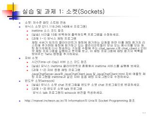 실습 및 과제 1: 소켓( Sockets)