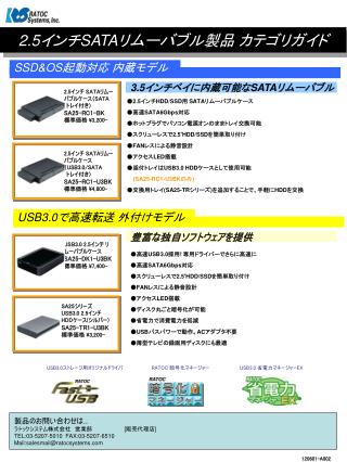 2.5 インチ SATA リムーバブル製品 カテゴリガイド