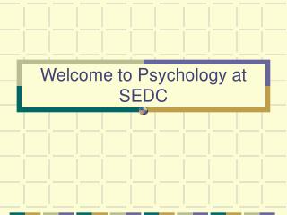 Welcome to Psychology at SEDC