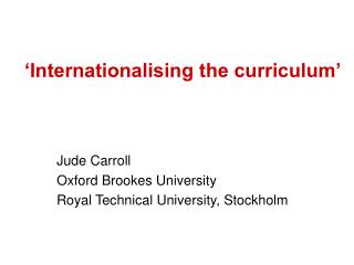 ‘Internationalising the curriculum’