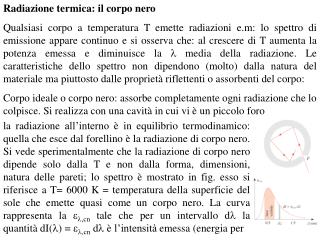 Radiazione termica: il corpo nero