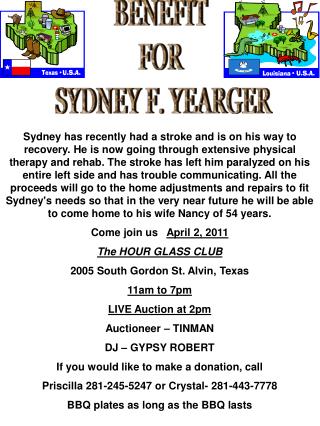 BENEFIT FOR SYDNEY F. YEARGER
