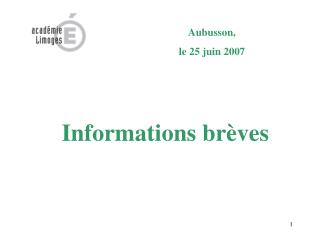 Informations brèves