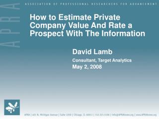How to Estimate Private Company Value And Rate a Prospect With The Information