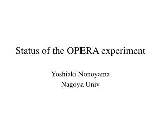 Status of the OPERA experiment