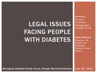 LEGAL ISSUES FACING PEOPLE WITH DIABETES