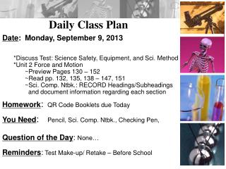 Daily Class Plan