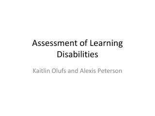 Assessment of Learning Disabilities